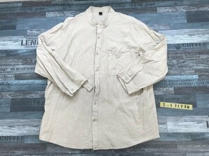  men's cotton 100% band color . with pocket shirt large size XL beige 