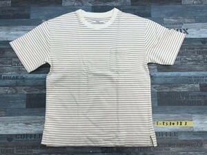 RELUME JOURNAL STANDARD ジャーナルスタンダード メンズ ボーダー胸ポケット付き やや厚手 半袖Tシャツ L 茶オフホワイト