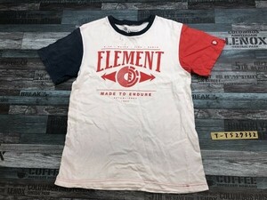 ELEMENT エレメント キッズ ビッグロゴプリント 半袖Tシャツ 160 白朱色ブルーグレー