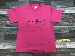 HRLA Los Angeles メンズ USA製 サイパン刺繍 半袖Tシャツ S ショッキングピンク