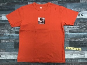 UNIQLO ユニクロ メンズ QRコード付き プリント 半袖Tシャツ L オレンジ