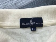 RALPH LAUREN ラルフローレン メンズ ワンポイントロゴ刺繍 綿 半袖ポロシャツ L クリーム系_画像2