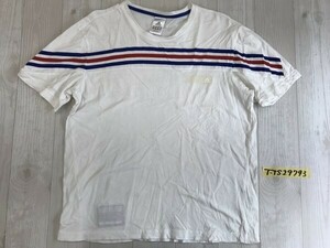 ADIDAS アディダス メンズ 3ストライプ ロゴプリント 半袖Tシャツ M 白