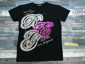 DEFECTIBE STRUCT メンズ ラメ&箔プリント 半袖Tシャツ L 黒