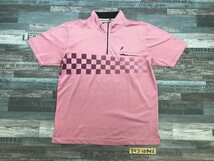 ALBATROSS メンズ ハーフジップ ゴルフ 胸ポケット ドライ 半袖ポロシャツ M ピンク_画像1