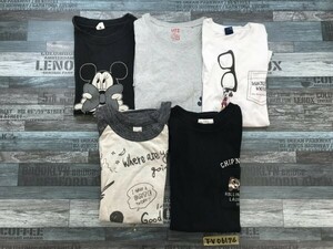 DISNEY ディズニー メンズ プリント 半袖Tシャツ サイズMIX 5点セット まとめ売り M2枚 L・XL・FREE各1枚