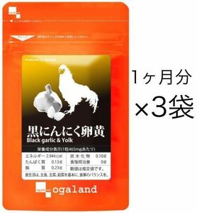 ★送料無料★黒にんにく卵黄 約3ヶ月分(30日分30カプセル入×3袋)オーガランド サプリメント