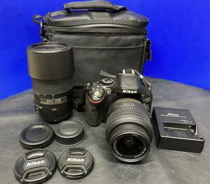 ★【通電確認済】ニコン Nikon D5200AF-S DX NIKKOR 18-55mm 1:3.5-5.6G VR 55-300mm1:4.5-5.6 ED デジタル一眼レフカメラ ★18569管理番号