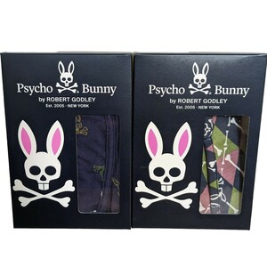 新品 サイコバニー Psycho Bunny ボクサーパンツ ボクサーブリーフ 前開き仕様 2点セット ネイビー/ネイビー ラビット メンズ サッカー