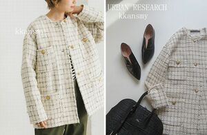 2022URBAN RESEARCHアーバンリサーチ*GIOLICAノーカラーツイードジャケット