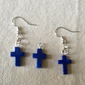 * special .. goods * lapis lazuli * pendant head . earrings. set * Cross type *AAA grade *