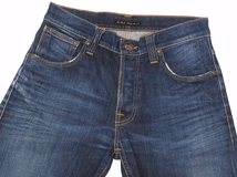 イタリア製 美品 Nudie Jeans ヌーディージーンズ SLACKER JACK DARK ORGANIC USED スリムシューカット インディゴ デニムパンツ W31_画像3