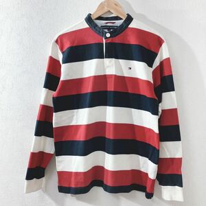 TOMMY HILFIGER トミーヒルフィガー　ラガーシャツ ポロシャツ 長袖 ノーカラー　メンズ　M アメカジ　古着　ストリート