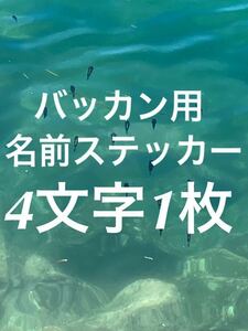 バッカン用名前4文字様1枚 ステッカー シマノ マルキュー がまかつ ダイワ サンライン 釣研 など