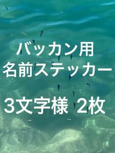 バッカン用 名前ステッカー 3文字様 2枚の価格です シマノ マルキュー がまかつ ダイワ サンライン 釣研など