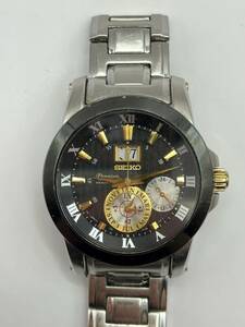 セイコー キネティック 7D56-0AB0 プルミエ パーペチュアル 黒文字盤 デイト メンズ腕時計
