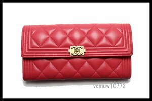 近年モデル希少美中古■CHANEL 29番台 ボーイシャネル レザー 2つ折り長財布 シャネル■1221pd19164