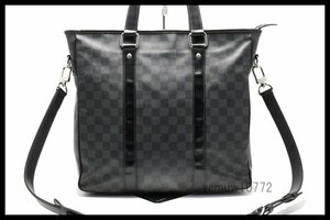 近年モデル希少美中古■LOUIS VUITTON ダミエグラフィット タダオPM レザー 2way トートバッグ ルイヴィトン■0201cp2240915