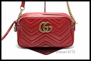 近年モデル希少美中古■GUCCI GGマーモント レザー チェーン ショルダーバッグ グッチ■0201sa297835