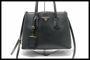 近年モデル希少美中古■PRADA サフィアーノ レザー 2way トートバッグ プラダ■0201mz19740