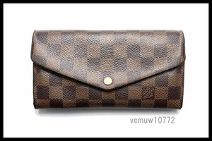 近年モデル希少美中古■LOUIS VUITTON ダミエ 新型 ポルトフォイユサラ レザー 2つ折り長財布 ルイヴィトン■0208ak1059-3K