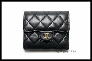 近年モデル希少美中古■CHANEL 22番台 マトラッセ レザー 3つ折り財布 シャネル■0215sk20959