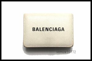 希少美中古■BALENCIAGA ロゴ レザー 3つ折り財布 バレンシアガ■0111pp15-7