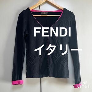 お値下げ不可　FENDI ジーンズ イタリー　ウールアンゴラ薄手カーディガン