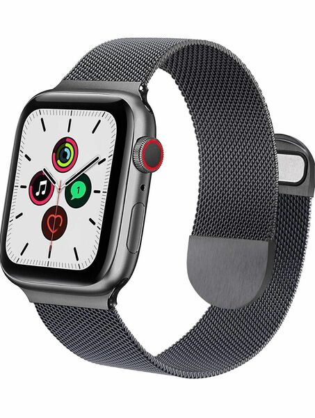 未使用★Apple Watchバンド、デュアル磁気バックル付き、ステンレススチール