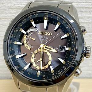 【稼動品】 SEIKO ASTRON GPS ソーラー 7X52-0AA0 セイコー アストロン メンズ ブライトチタン デイト 腕時計 ブラック文字盤 中古品