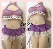 S42Aシースルーラベンダー／ファイセン／コスチューム／ミニドレス付きランジェリー4点　Mia_画像1