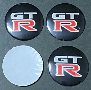 GTR ステッカー ホイールキャップステッカー 日産 NISSAN センターバッジ シール ブラック 56mm 4枚