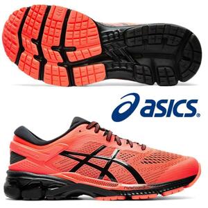 1.8万★美品 アシックス ASICS/メンズ ランニングシューズ/ゲル カヤノ 26/GEL KAYANO 26/1011A541 フラッシュコーラル×ブラック 26cm