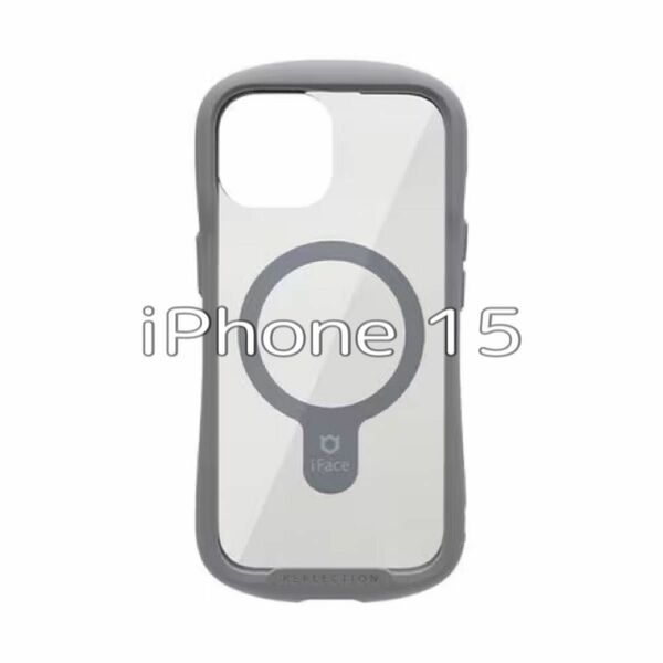 iFace Reflection Magnetic iPhone 15 ケース MagSafe 対応 クリア 強化ガラス(グレー)