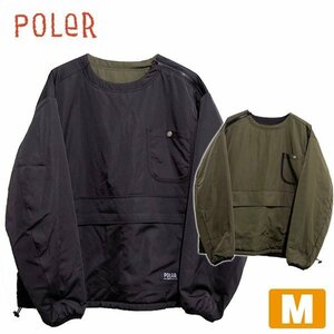 4177】未使用品 POLeR リバーシブル ナイロン パフ クルー Mサイズ ブラック/オリーブ ポーラー REVERSIBLE NYLON PUFF CREW クルーネック