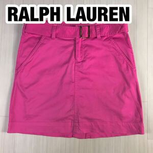 RALPH LAUREN GOLF ラルフローレン ゴルフ スカート 00 155/70A ピンク 内側キュロット ベルト ゴールド金具