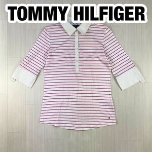 TOMMY HILFIGER トミーヒルフィガー シャツ レディースサイズ S ホワイト ピンク ボーダー