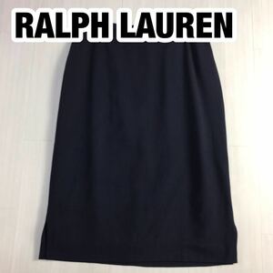 RALPH LAUREN ラルフローレン 膝丈スカート タイトスカート 7 ネイビー 両サイドスリット