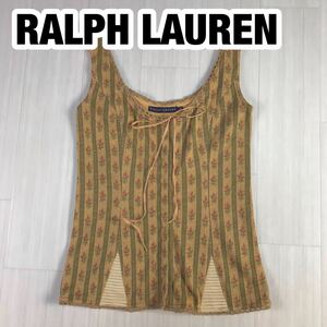 RALPH LAUREN ラルフローレン ベスト タンクトップ M マルチカラー ストライプ ローズ柄 フラワー