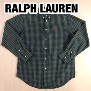 RALPH LAUREN ラルフローレン 長袖シャツ ユースサイズ L(16/18) グリーン ネイビー チェック柄