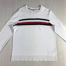 TOMMY HILFIGER トミー ヒルフィガー コットンニット ケーブルニットデザイン セーター M ホワイト×レッド×ネイビー 刺繍ロゴ_画像3