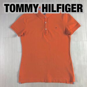 TOMMY HILFIGER トミー ヒルフィガー 半袖ポロシャツ S オレンジ 刺繍ロゴ