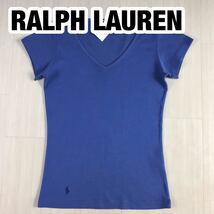RALPH LAUREN ラルフローレン 半袖Tシャツ レディースサイズ M ブルー 刺繍ポニー_画像1