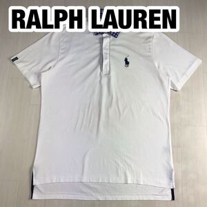 RALPH LAUREN ラルフローレン 半袖ポロシャツ L ホワイト 天竺 刺繍ポニー ビッグサイズ ビッグシルエット