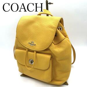 新品・未使用　COACH コーチ　ミニリュック デイパック 型押しレザー イエロー　F37621