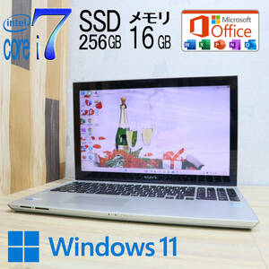 ★美品 最上級i7！新品SSD256GB メモリ16GB★SVT151A11N Core i7-3537U Webカメラ Win11 MS Office2019 Home&Business ノートPC★P65082