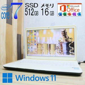 ★美品 最上級4コアi7！新品SSD512GB メモリ16GB★LS550/J Core i7-3632QM Webカメラ Win11 MS Office2019 Home&Business★P66053