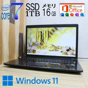 なんと！新品SSD1TB メモリ16GB★美品 最上級4世代4コアi7！★KUDP1 Core i7-4710MQ Win11 MS Office2019 Home&Business ノートPC★P66450