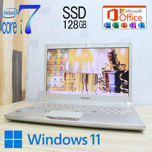 ★美品 最上級3世代i7！SSD128GB★dynabook R732/39FK Core i7-3520M Webカメラ Win11 MS Office 中古品 ノートPC★P66591