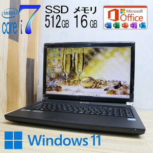 ★美品 最上級4コアi7！新品SSD512GB メモリ16GB★MB-P532S Core i7-3720QM グラボ搭載 Webカメラ Win11 MS Office2019 H&B★P66915